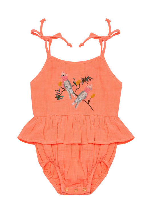 Polly Romper - Electric Peach