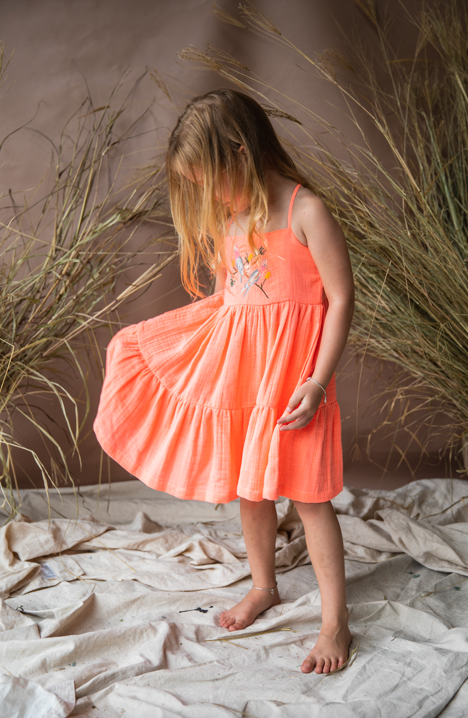 Nina Dress - Electric Peach