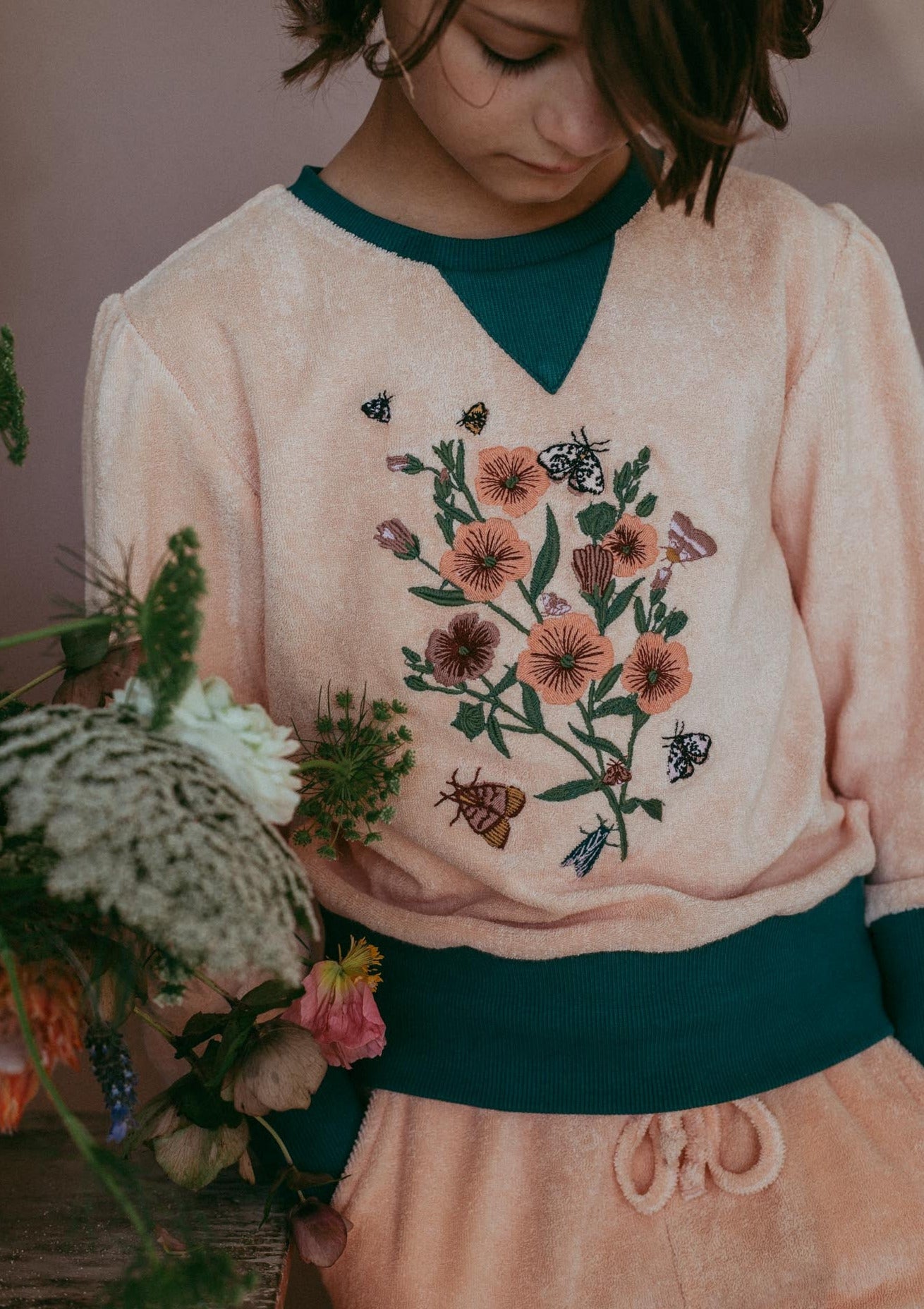 Naomi Jumper - Peach Puree Embroidered