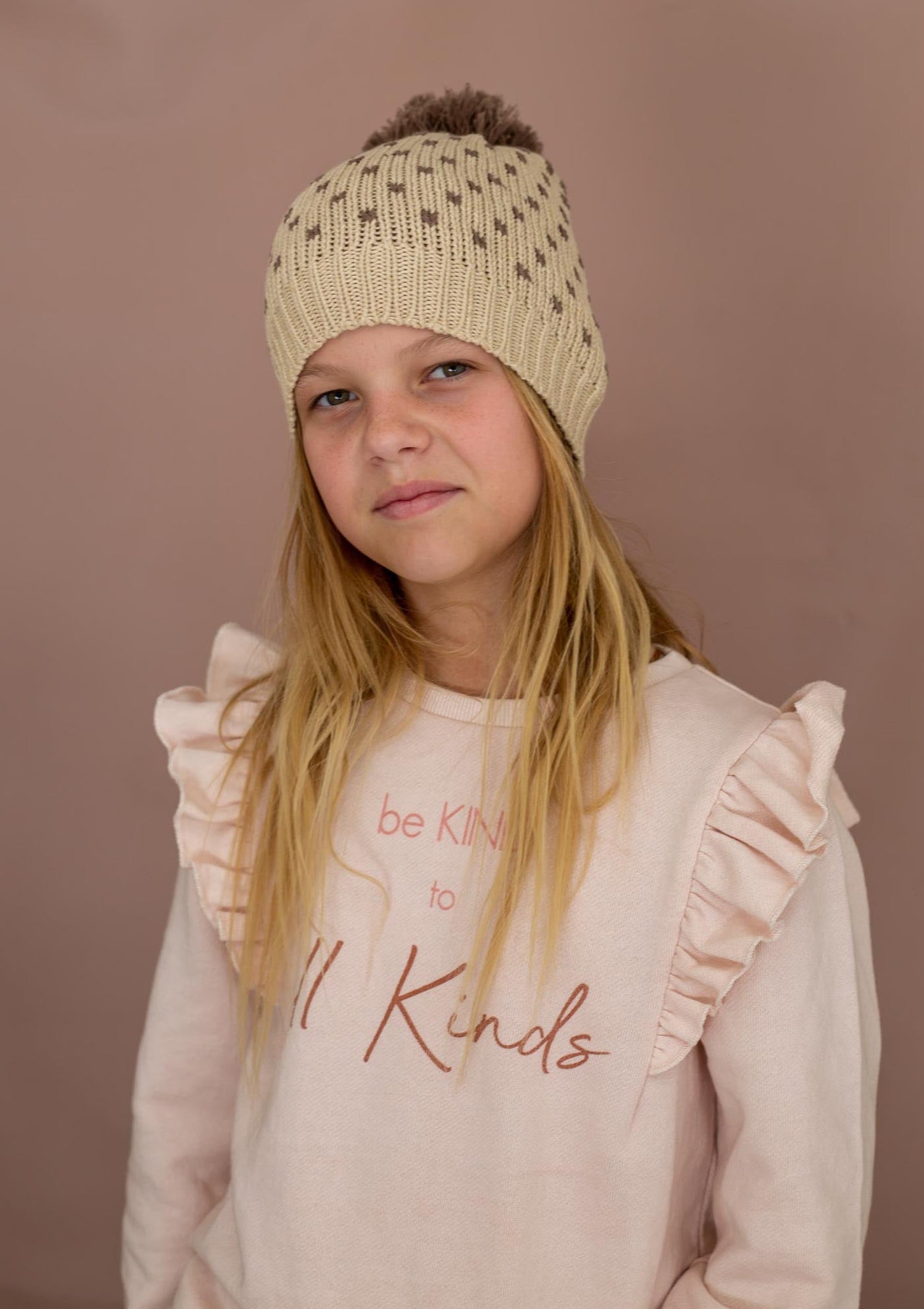 Pom Pom Beanie - Natural Linen