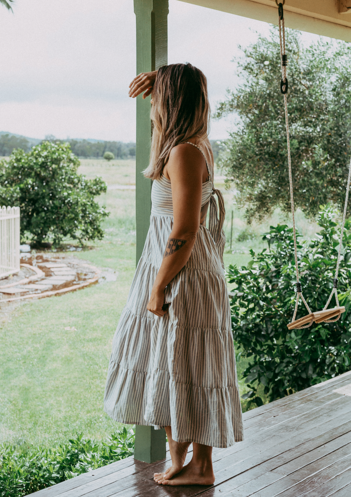 Laura Dress - Stripe Linen