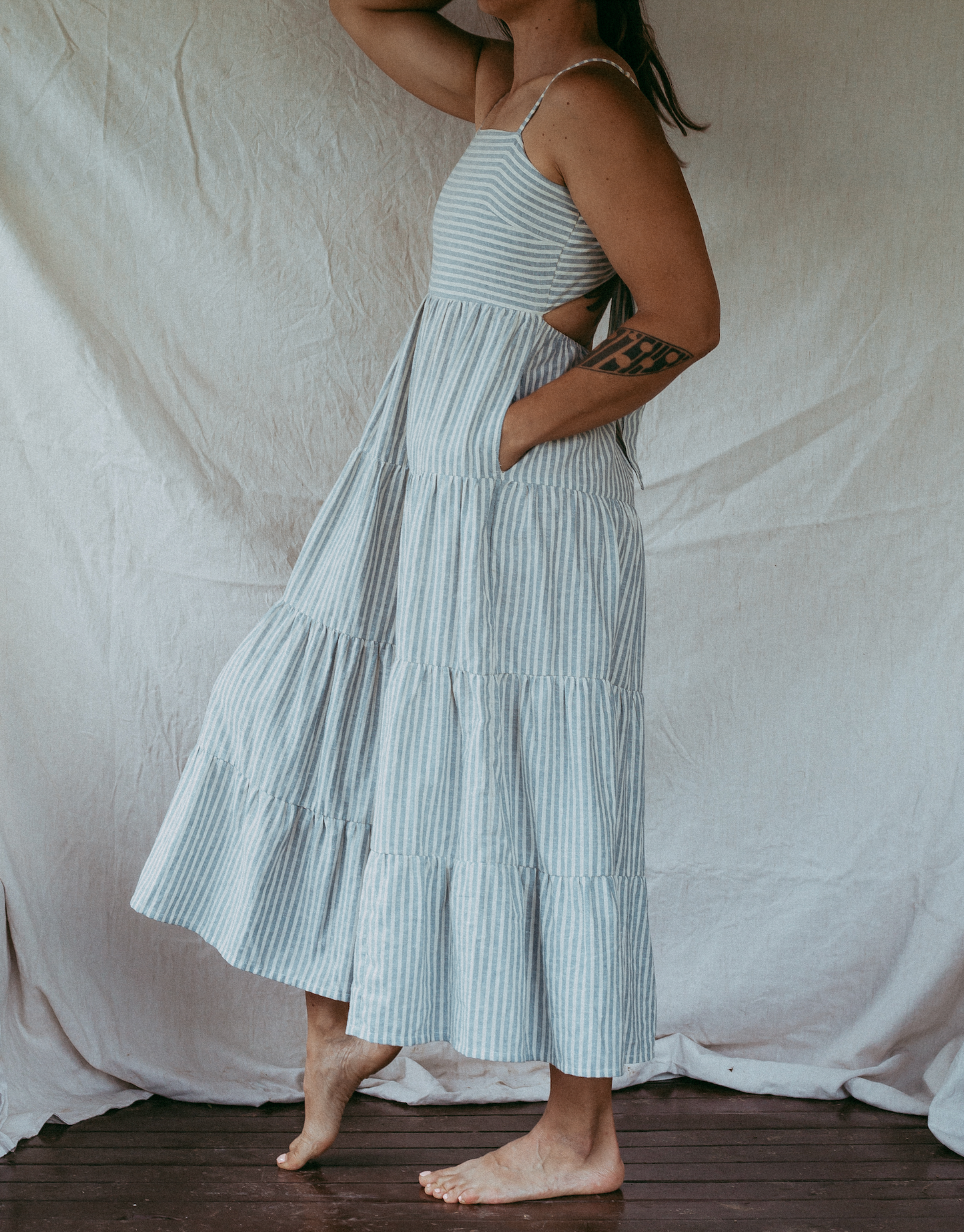 Laura Dress - Stripe Linen
