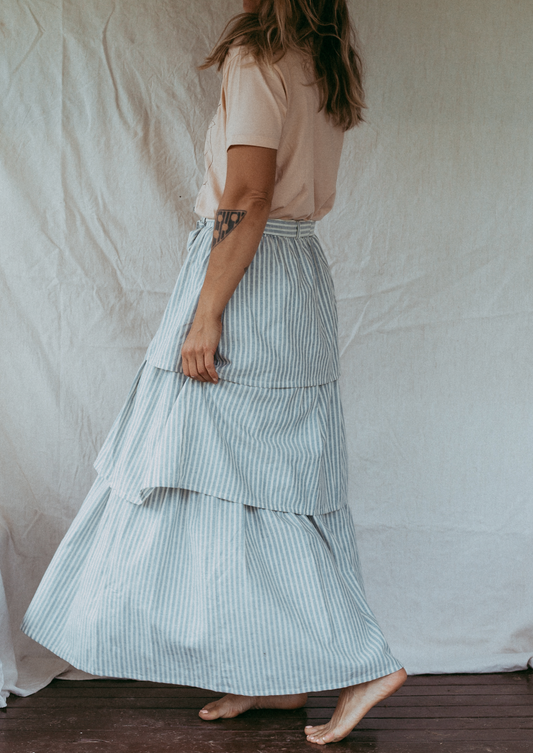 Ava Skirt - Stripe Linen