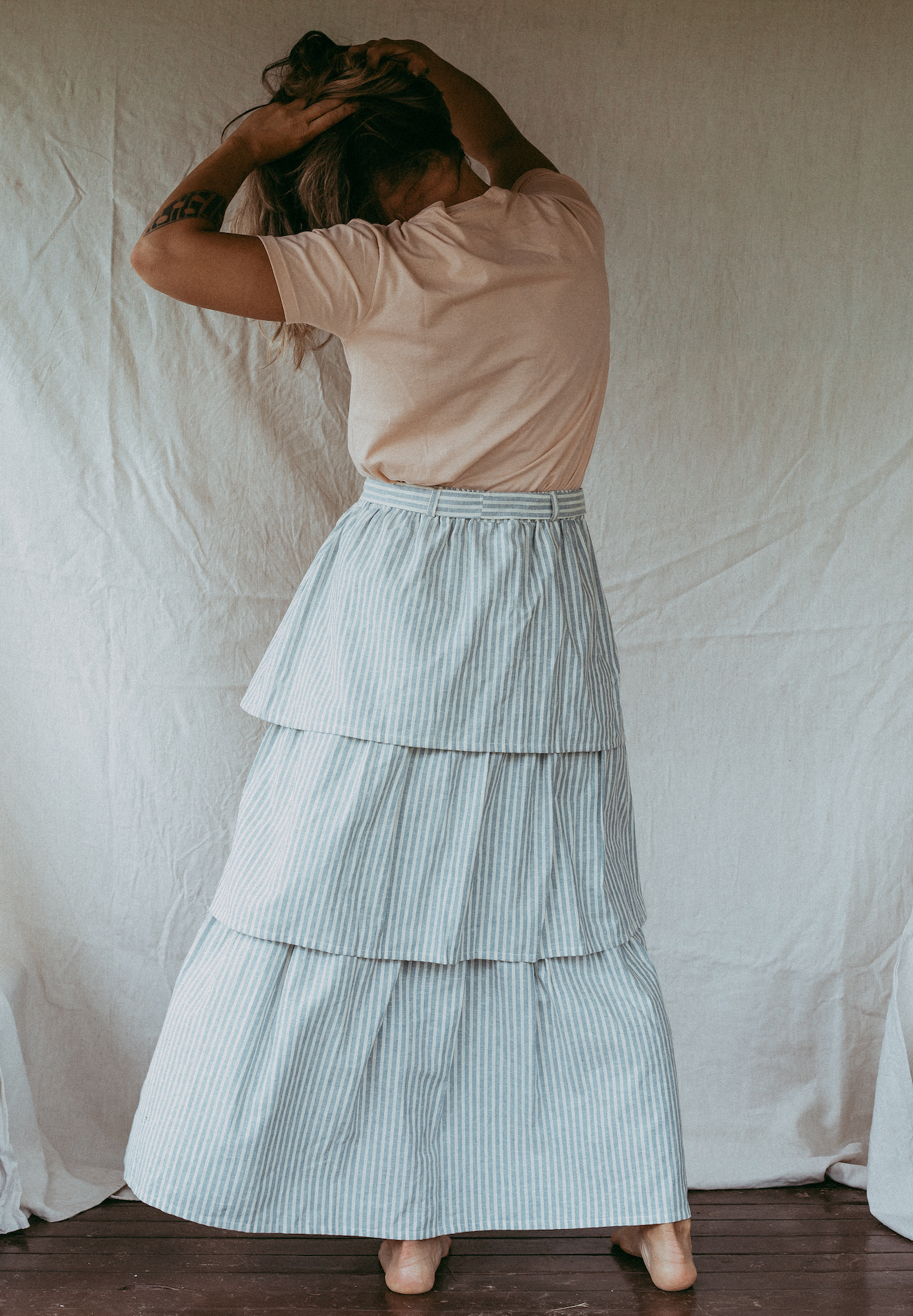 Ava Skirt - Stripe Linen